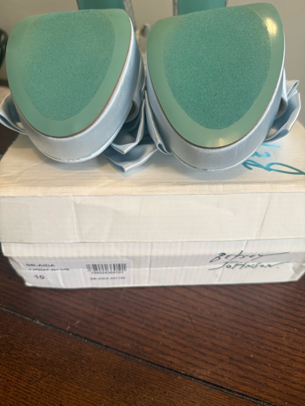 Betsey Johnson SB Aida mirrored heel Blue  Sandals with Bow NEW 10 - Picture 9 of 9